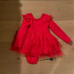 Red Tulle long sleeve twirl dress